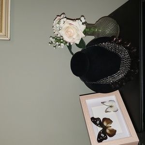 Gun metal bib necklace with large purple dangling crystals